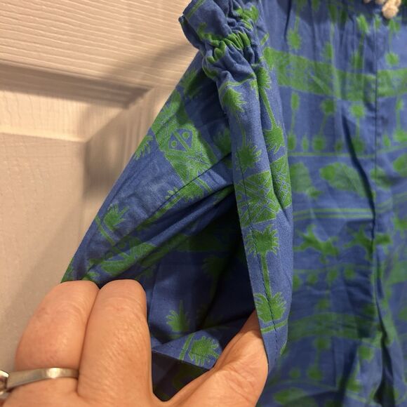 Java Wraps Green Blue Elastic Waist Shorts Pockets Men’s Size Medium Vintage - Picture 5 of 7